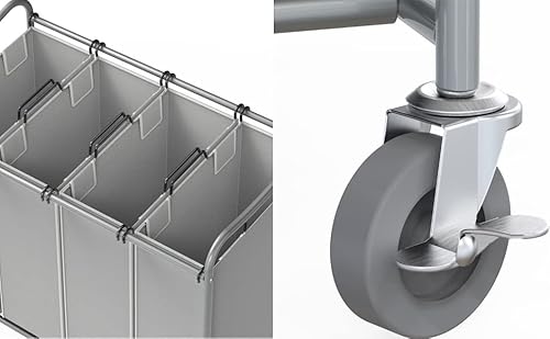 Simplehouseware 4-Bag Heavy Duty Laundry Sorter Rolling Cart, Silver #TOP6