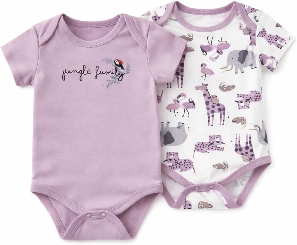 100% Turkish Cotton Baby Bodysuit 2-Pack | Unisex Short Sleeve Snap-Bottom Onesie, Newborn to 24 Months Boys & Girls