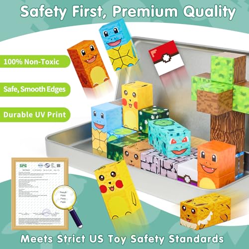 Image of Pocket Cubes Magnetic Blocks & Magnetic Tiles, 35 PCS Voxel Animal Magnetic Building Cubes Set, STEM Construction Toys for Kids Ages 4-8, Mini Travel Toys for Toddlers 3-5, Montessori Sensory Gifts