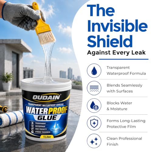 Image of Oudain 1 kg Transparent Waterproof Glue for Leakage, Epoxy Resin for Flooring, Crack Seal Agent Waterproofing for Roof Leakage Solution Indoor Outdoor Waterproof Adhesive Sealan