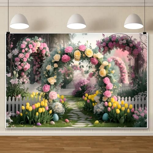 ChloropLastid 12x10ft Spring Garden Backdrop Vintage Garden Blooming Flower Wall