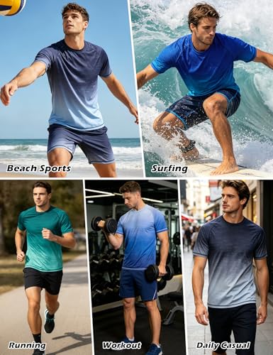 Image of ELETOP Men's Swim Shirts UPF 50+ Short Sleeve Rash Guard Sun Shirts for Beach Fishing