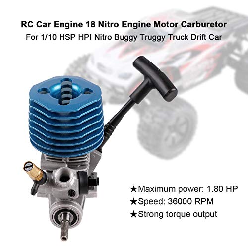18 RC Car Nitro Engine SH 18 Nitro Engine 36000 RPM 2.74CC with Pull Starter Recoil Start for 1/10 HSP HPI Nitro Buggy Truggy Truck Drift Car - Thumbnail 2