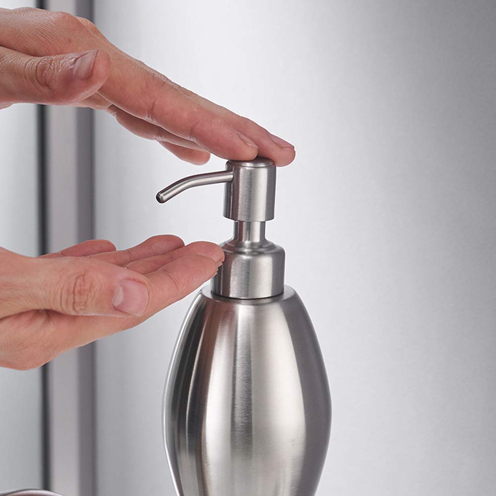Creativo Rubinetto Lavabo Bagno con Acqua Calda e Fredda 304 Acciaio Inossidabile Nichel Spazzolato Montato Sul Ponte Rubinetti per Lavandini Bagno con Distributore di Sapone per Hotel, Cucina,B