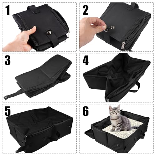 Reise Katzenklo Portable mit Deckel, Faltbare Tragbare Katzentoilette 40x30cm, wasserdichte Haustier Katzenklo, Katzen Toilette Reise, Tragbare Katzenbox für Camping, Auto, Drinnen und Draußen
