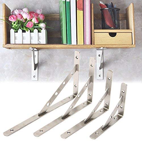 L Shaped Angle Brackets, 1 Pair Heavy Duty Stainless Steel LShaped Wall Mounted Shelf Bracket