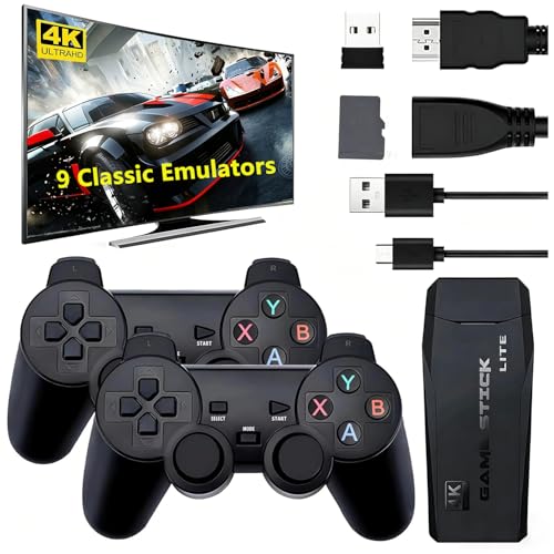Whatsko Console De Jeux Retro, Game Stick avec 2 Manettes sans Fil, Console de Jeux Plug and Play, Sortie 4K HD pour téléviseur, Ordinateur ou projecteur,...