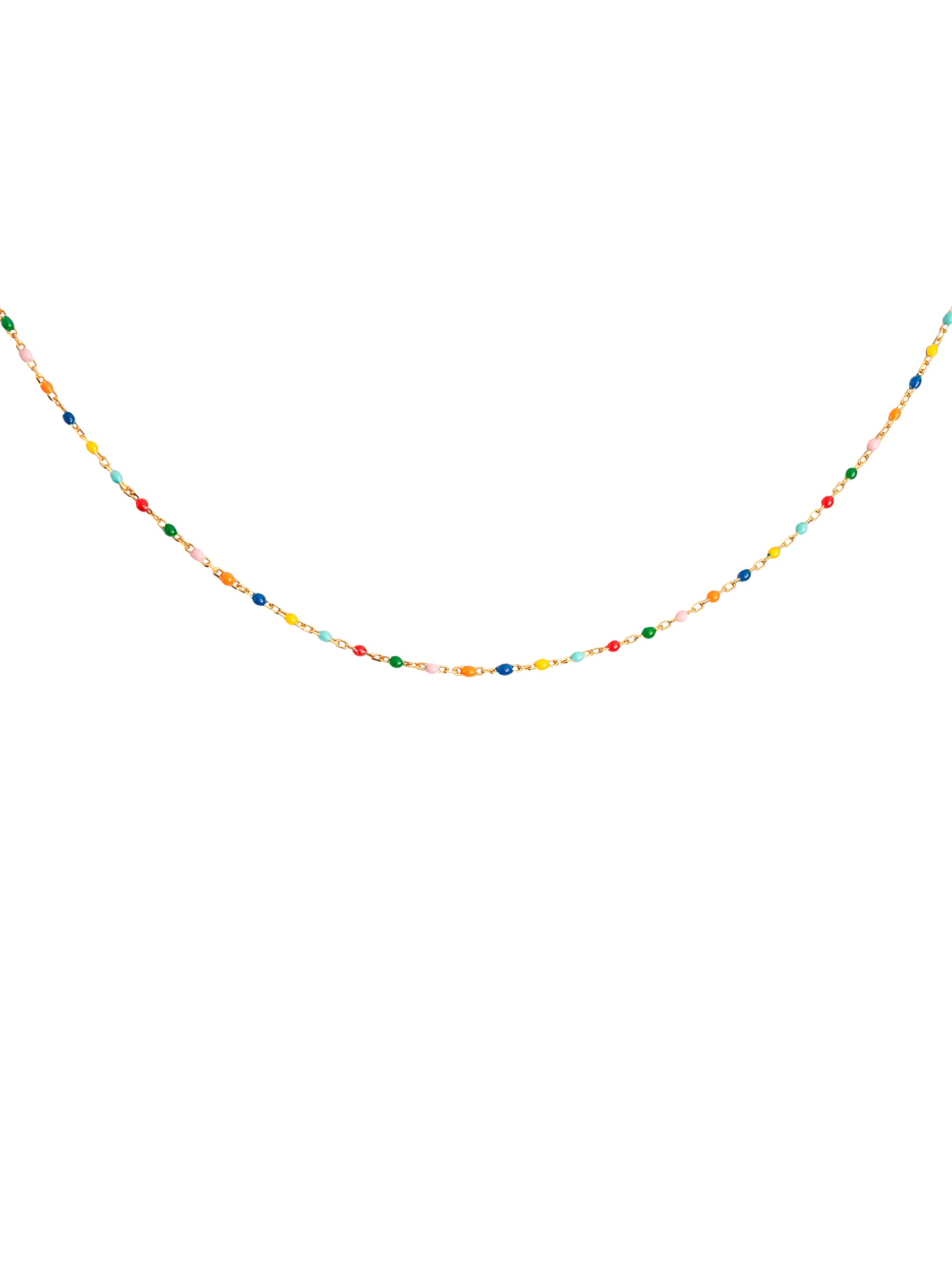 SINGULARU - Collar Dots Colors Enamel - Cadena con Bolitas de Colores - Collar en Plata de Ley 925 con Acabado Baño de Oro de 18 Kt o Rodio - Largo 35cm + 5cm de Alargador - Varios Acabados