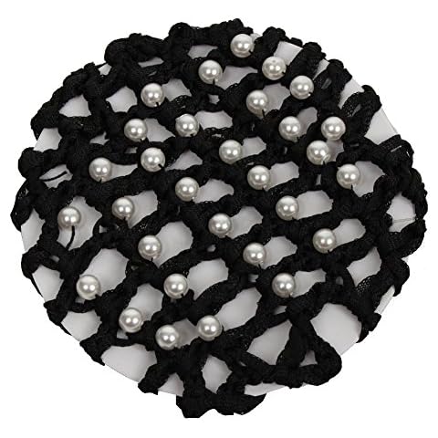 JUSTFOX - Red de pelo con perlas, color negro Cover