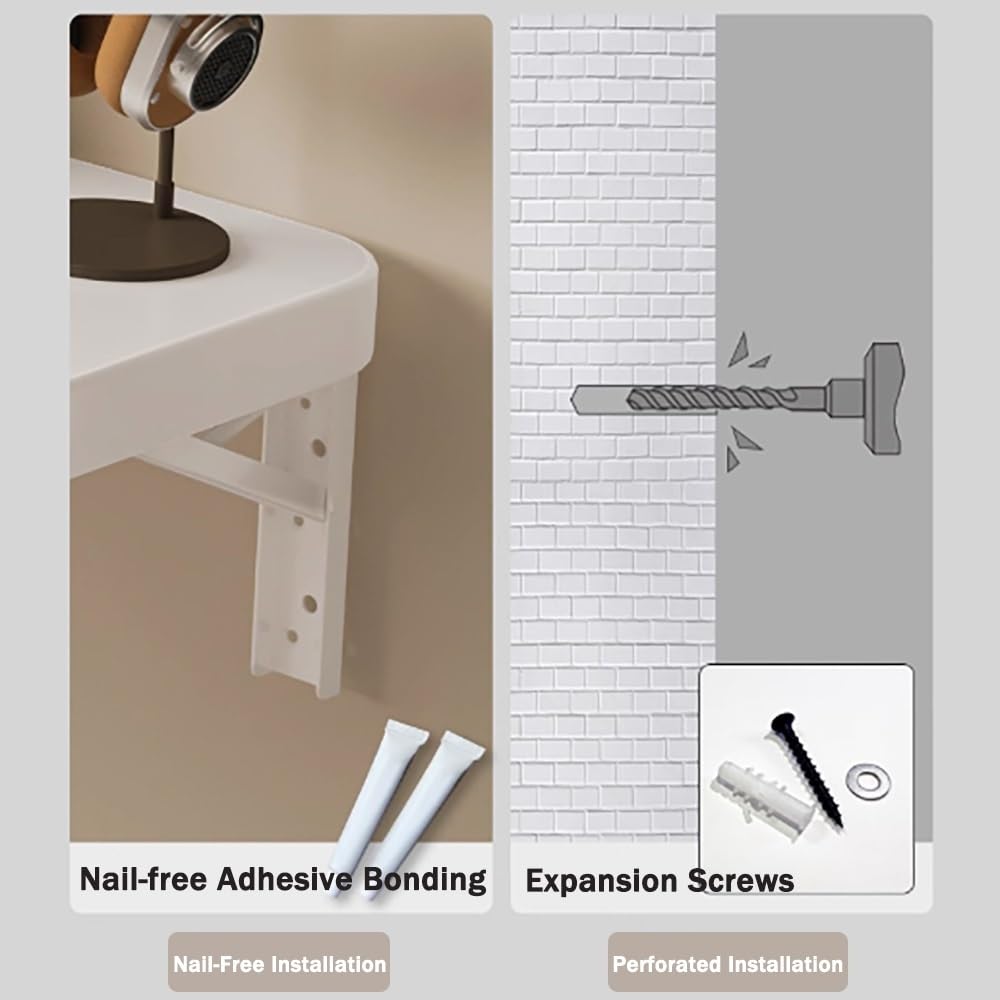 Tavolo pieghevole salvaspazio da parete, in legno nero, scrivania pieghevole per piccoli spazi, ideale per casa, ufficio e sala da pranzo, accessorio per lavanderia (80 x 40 cm)