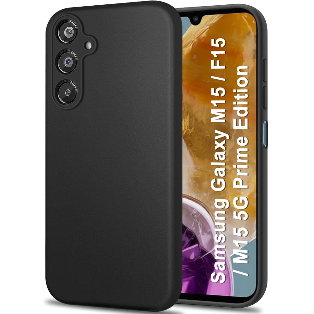 TheGiftKart Sleek Back Cover Case for Samsung Galaxy M15 / F15 / M15 5G Prime Edition | Slim Fit Protective Design | Ultra Matte Finish | Camera Protection Bump | Soft Back Cover (Silicone, Black) (B0CZS3QVPG) Amazon Price History, Amazon Price Tracker