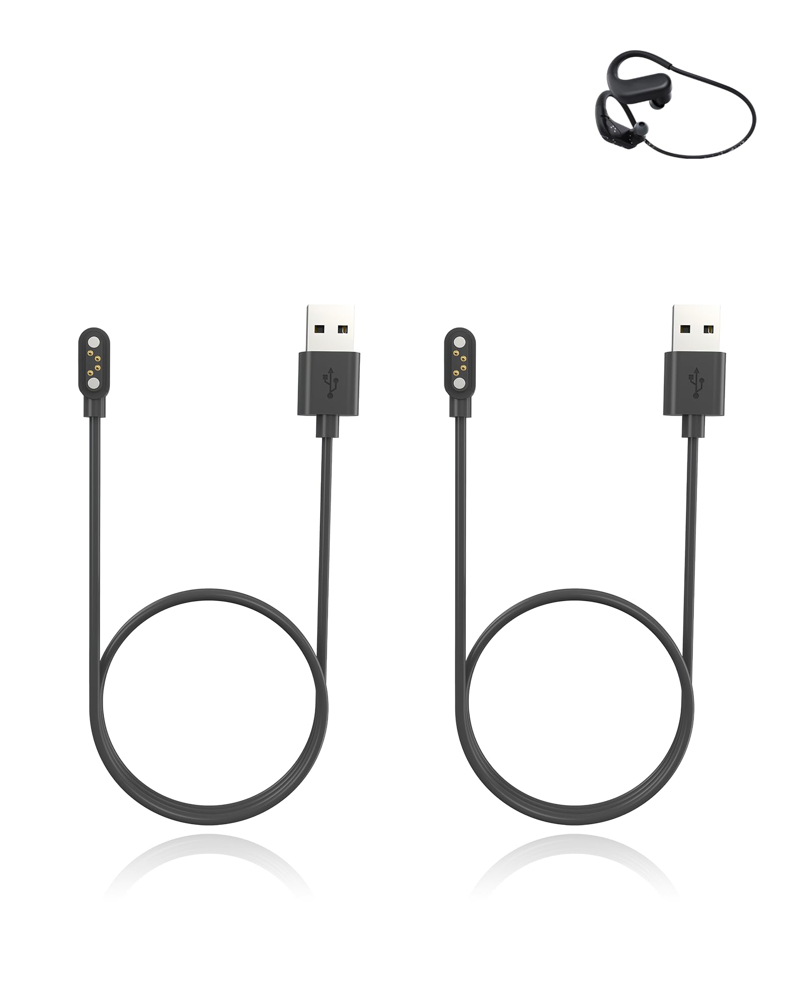 Lot de 2 câbles de charge pour écouteurs LOBKIN/esonstyle étanches pour la natation, cordon de charge USB magnétique stable compatible avec LOBKIN X19/esonstyle X32