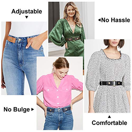 Image of 4 Pieces No Buckle Elastic Stretch Belts for Men Women, Comfortable Buckle Free Invisible Belts for Jeans Pants