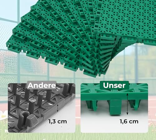 jxgzyy 24 STK Puzzlematte Set Bodenschutzmatte Sportmatte Fallschutzmatten Outdoor Gummimatte Gymnastikmatte Fitnessmatte Trainingsmatte Bautenschutzmatte FüR AußEnbereich Balkon Bodenbelag, Grün