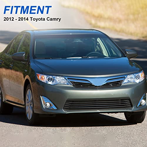 Alziria Headlight Assembly Compatible With 12 2012 Camry 13 2013 Camry 14 2014 Camry 2012-2014 12-14 Toyota Camry L/Le/Xle/Hybrid Le Xle Passenger And Driver Side (Chrome Housing Amber Reflector) #TOP6