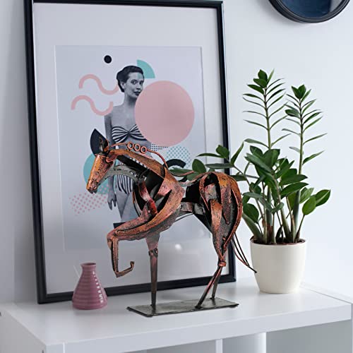 Sunblogs Art Metal Horse Statue Decor, Handmade Strong Modern Horse Sculpture Handicraft, Rustic Metal Statue Decorations Gift For Home Office Desk Figurine (Pearl Brown) #TOP1