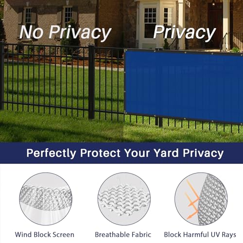 Windscreen4less 4' x 110' Privacy Fence Screen Heavy Duty Windscreen Fencing Mesh Fabric Shade Net Cover with Brass Grommtes for Outdoor Wall Garden Yard Pool Deck Blue - Thumbnail 4