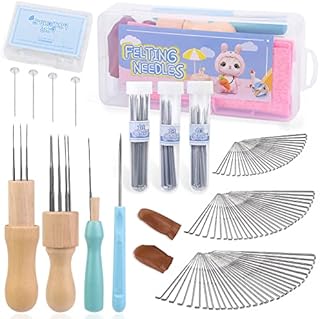 BUOKKON 134 Pieces Felting Needle Kit, Wool Felting Needles Tools with Plastic Box, Complete Wool Felting Tool Kit with 3 Sizes Felting Needles, Needles Tool,Needle Bottle for Beginner, Professional