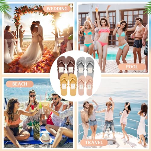 Image of Unittype Flip Flops Bulk for Wedding Guest Slippers Wedding Flip Flops with Cards Bags for Pool Beach Party
