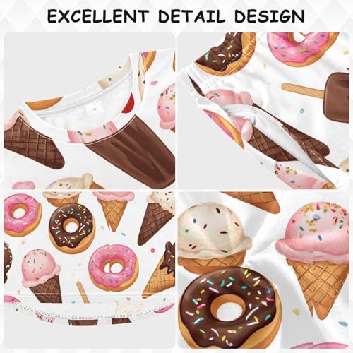 Sweet Desserts Pattern Print Soft Pajama Set for All Seasons,Breathable Pjs Long Sleeve Sleepwear,Comfy Loungewear 2 Piece Underwear Set 5T3