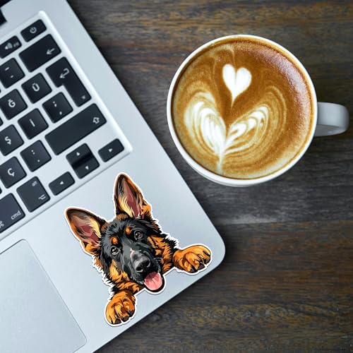 Image of German Shepherd Dog Sticker 8 Pcs (Large Size) Vinyl Stickers Laptop Waterproof Decal for Car Bumper Water Bottle Window Funny Party Birthday Decorations - Size 4 Inches