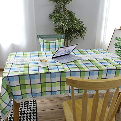 Nappe rectangulaire carreaux vert bleu pour protéger la table avec style