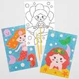 Diversión de arena mágica: A los niños astutos les encantará probar esta técnica llena de diversión. Simplemente seleccione una de las imágenes, retire el revés y revele la superficie autoadhesiva debajo. ¡Coge arena o brillo de tu kit de manualidades y vierte con cuidado!