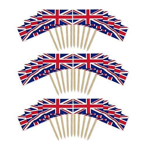 Robelli Union Jack Party Supplies - (Flags/Bunting/Accessories) (25 x Cocktail Picks, Multi), Multicolor