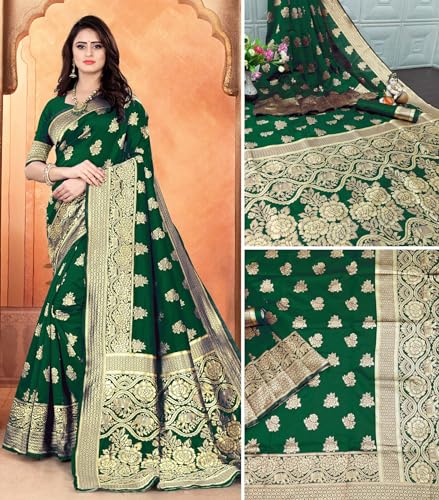 Image of Women's Kanjivaram Ptinted Soft Silk Banarasi Saree With Unstitched Matching Bloue Piece | Saree for Women