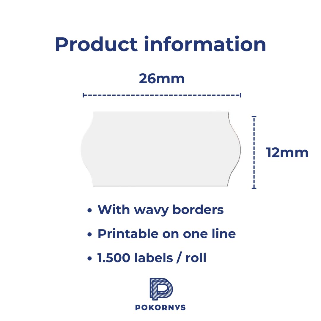 9000 Etichette Autoadesive Pokornys - Per Etichettatrici A Mano, Con Bordo Ondulato E Adesivo Permanente - Foto 4
