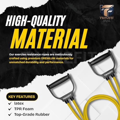 Image of Premium Resistance Tube with Handles Exercise Band for Workout, Strength Training, Full Body Workout, Home Gym Use Men & Women Tonning Tube for Warm up 25Kg Band Yellow (Yellow Color)