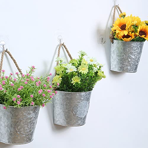 Algado Galvanized Wall Decor,2 Pcs Metal Outdoor Wall Planter,Retro Hanging Wall Planters For Outdoor Indoor Plants Decor #TOP5