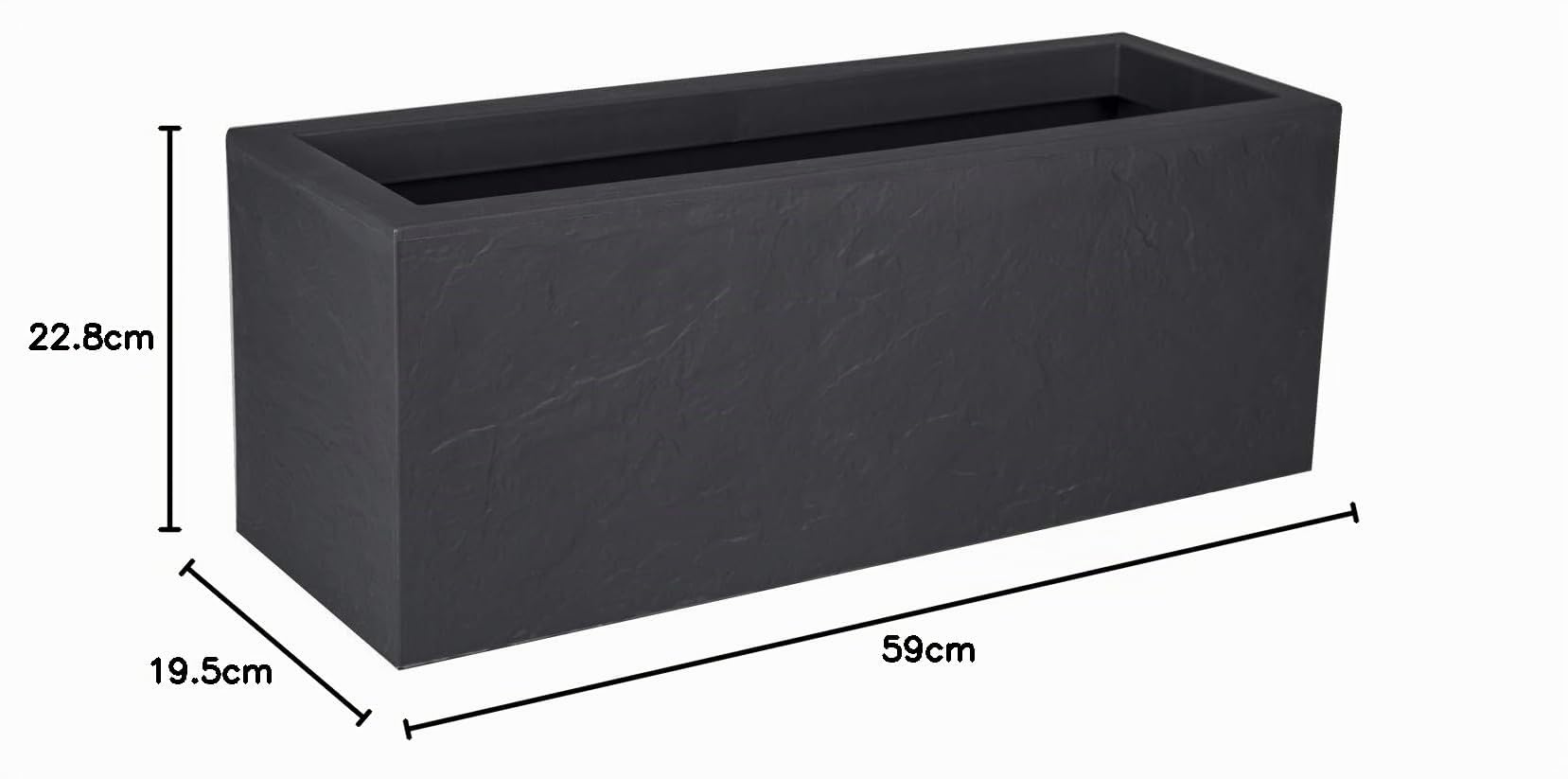 EDA - Balconera Volcania'Up 25 L - Decorazione Imitazione Pietra - Parete Singola - Area di ritenzione idrica - 59 x 19,5 x 22,8 cm - Grigio Antracite