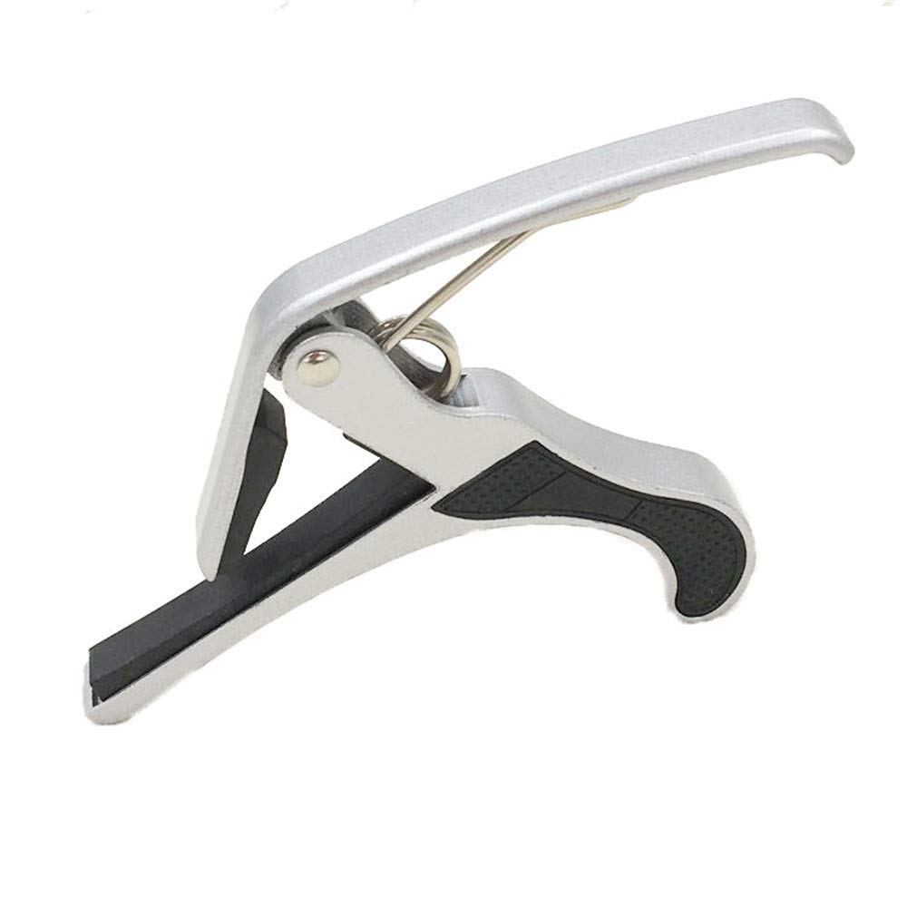 Capotasto per chitarra Accessori per chitarra Capotasto per chitarra in lega di zinco Adatto per chitarra folk per chitarra per una facile trasposizione (Color : Black, Size : One size) (Silver One