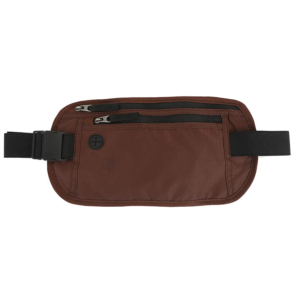 Desi Rang Waist Pouch Bag for Men Women with Hole for Earphone Cable Mobile Passport Running Gym Jogging Brown (Color)-image-40