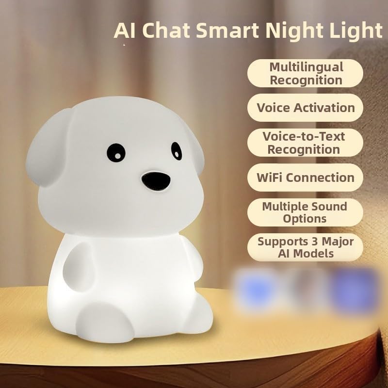 Luce notturna intelligente con controllo touch, con assistente vocale, lampada LED RGB multicolore per la cameretta dei bambini, lampada da tavolo portatile dimmerabile 11,5 x 10 x 7,5 cm (coniglio)