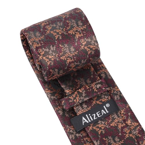 Image of Alizeal Mens 3.15'' Light Color Rustic Tie Handkerchief | with Flower Printed Handkerchief for Wedding Business Daily Wear