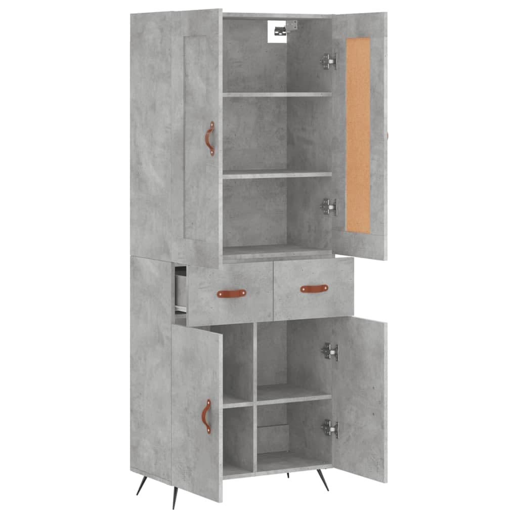Armadio alto in legno grigio cemento, 69,5 x 34 x 180 cm