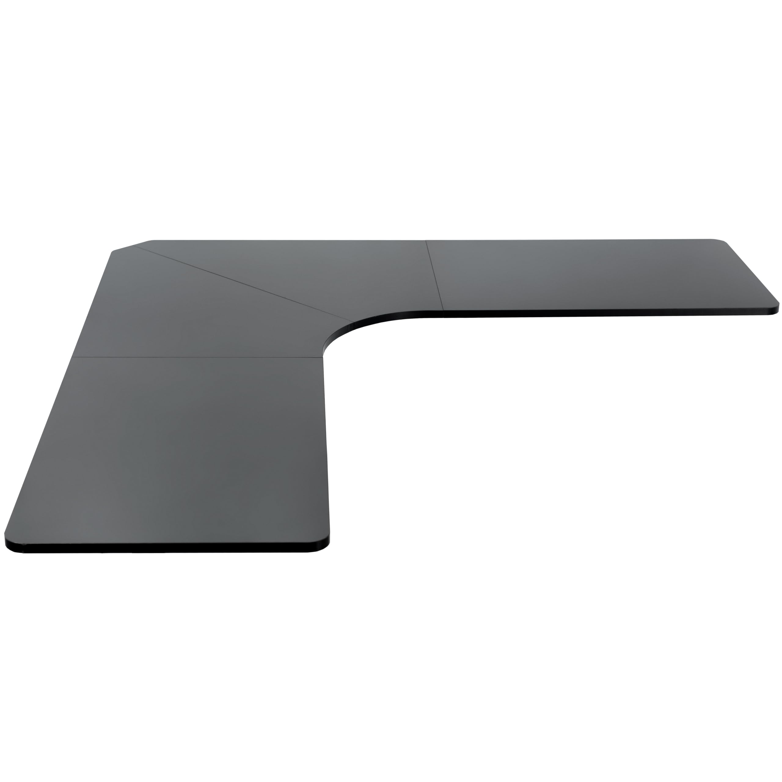 VIVO Universal 83 x 83 inch Curved Corner Table Top for L-Shape Sit to Stand Height Adjustable Home and Office 3-Leg Desk Frames, Black Desktop,