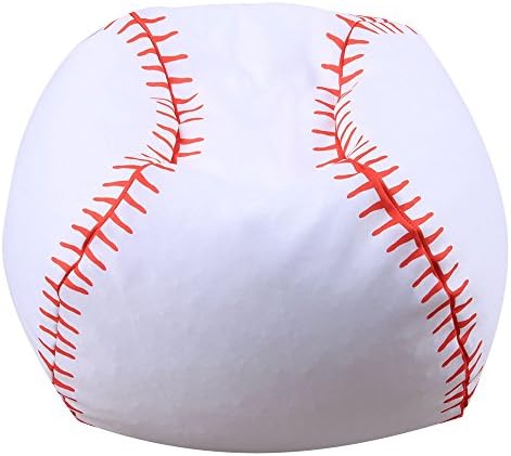 YHOUSE Organize Kids’Stuffed Toys Bean Bag Chair, Basketball Baseball Football Style Toy Organizer for Child Bedroom, Storage Solution for Clothes, Towels and Yarn, 26 Inches (Baseball)