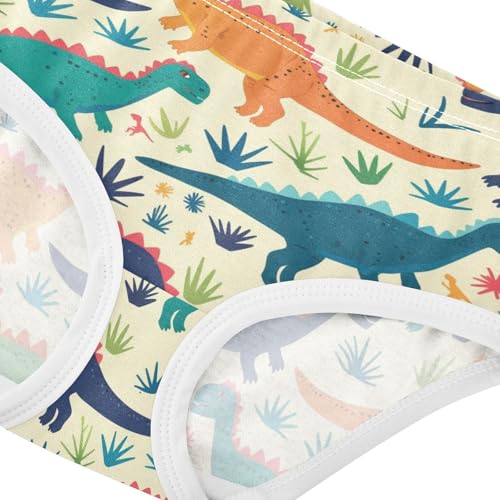 Wusikd Colorful Dinosaurs Grass Girls' Underwear Cotton Girls Briefs Soft Toddler Underwear 2T4