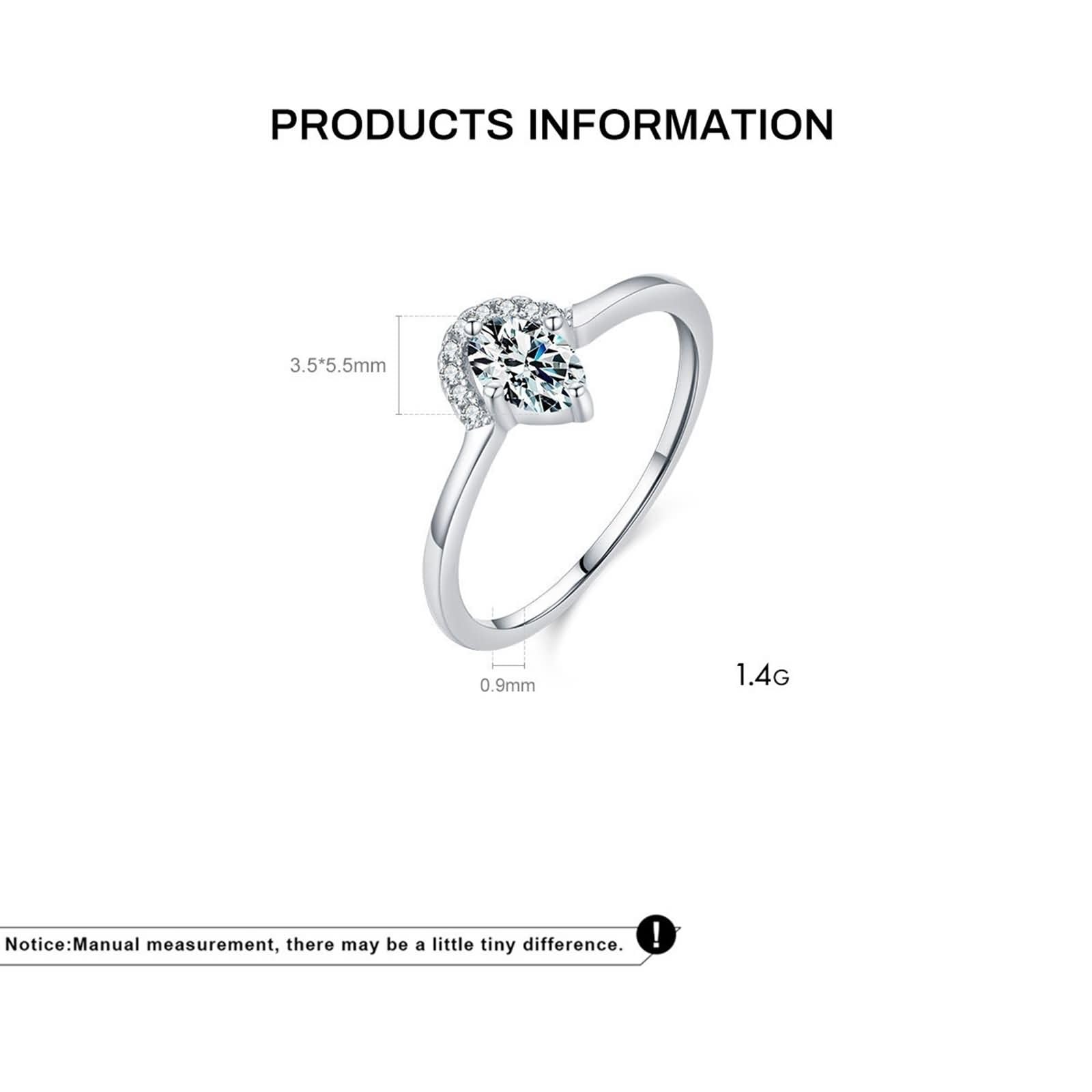 Daesar Anillo para Compromiso Mujer con 3.5x5.5mm Ovalado con Moissanita, Oro Blanco 9K/14K/18K, Anillo Alianzas Plata
