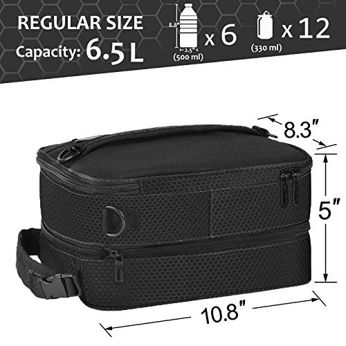 Expandable Insulated Lunch Bag, Leakproof Flat Lunch Cooler Tote With Shoulder Strap For Men And Women, Suitable For Work & Office By Tirrinia, Black #TOP2