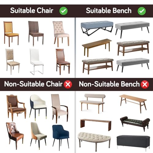 Image of HOKIPO 'SereneSolids' 140 GSM Dining Chair Cover Set of 4 with 1 Bench Cover, Coffee (AR-6282-CFE)