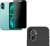 Película De Vidro Privacidade 3D Anti Spy Tela Toda Para iPhone + Película Lente de Câmera (iPhone 16)