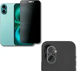 Película De Vidro Privacidade 3D Anti Spy Tela Toda Para iPhone + Película Lente de Câmera (iPhone 16)