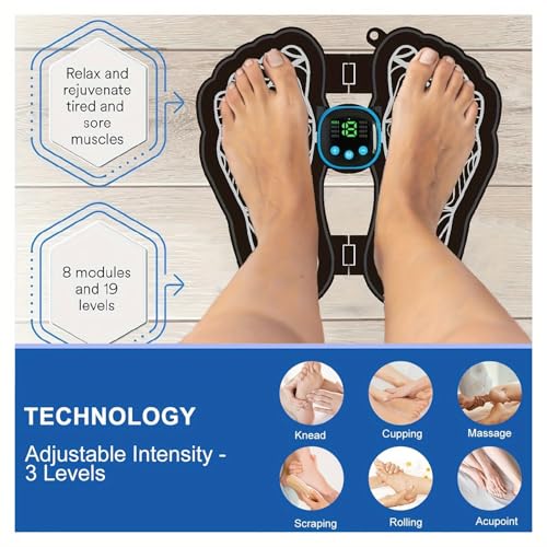 Folding Portable Electric Massage Mat,Reflexology Electronic Feet Massager for Pain and Circulation,EMS Foot Massager,ortable Leg Massage Machine with 8 Modes,USB Rechargeable - Image 3