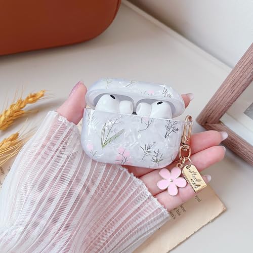 Image of MINSCOSE for Cute Glitter AirPods Pro 3 Case,Shell Pattern Pretty Flower Design with Trendy Floral Keychain,Soft TPU Protective Cover for Girls Women for AirPods Pro 3-Colorful