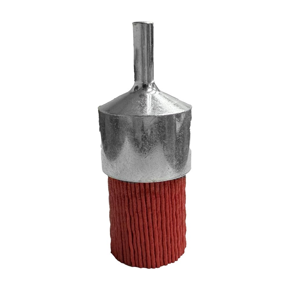 Bradex End Brush, Red Ceramic Abrasive, .040/120 Grit, Multiple Sizes (1/2", 3/4", 1"), 1/4" Stem, Deburring & Surface Prep (3 Pack) (1")
