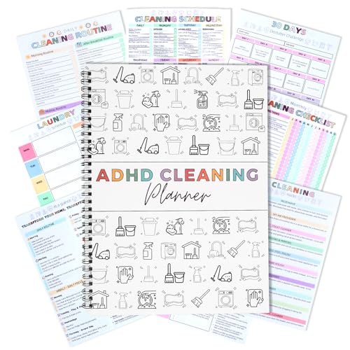 ADHD Cleaning Planner, Cleaning Schedule and Checklist Organizer, Daily Weekly Monthly Household Cleaning Planner, Chore Chart Notebook for Home, Family Cleaning Tasks, DIY Home Improvement, Editable Template